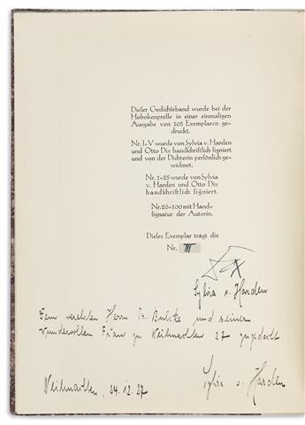 Harden, Sylvia von (1894-1963) Die Italienische Gondel, Inscribed Limited Edition Signed by Harden and Otto Dix.